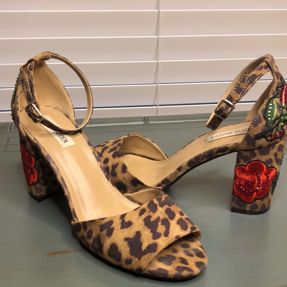 Steve Madden Leopard and Floral Sandal Heels